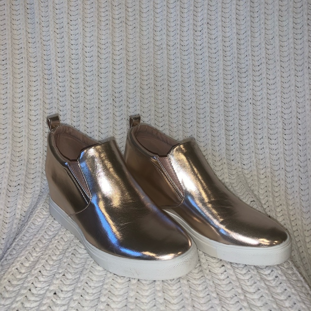 Rose Gold Sneaker Wedges